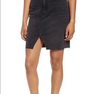Tinsel slit denim skirt